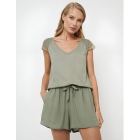 Пижама женская с шортами Aruelle ODELIA, Цвет: оливковый, Размеры: M