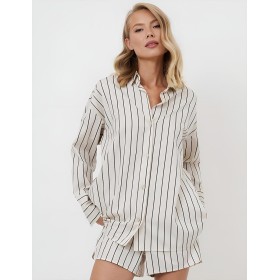 Хлопковая пижама с шортами Aruelle SERAPHINE, Цвет: кремовый, Размеры: 2XL