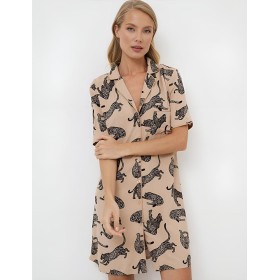 Рубашка-халат Aruelle SORAYA, Цвет: капучино/черный, Размеры: XS