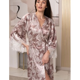 Длинный шелковый халат Mia-Amore NINELLE 4259 латте, Цвет: латте, Размеры: 4XL/5XL