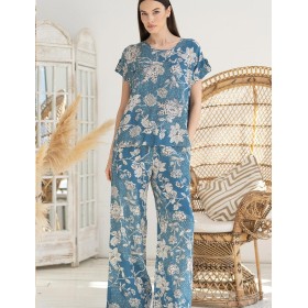 Брючный комплект из вискозы Mia-Amore CASSIA 5256, Цвет: светло-синий, Размеры: 5XL