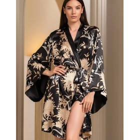 Короткий халат-кимоно шёлк Mia-Amore ELMIRA 4267, Цвет: черный, Размеры: L/XL