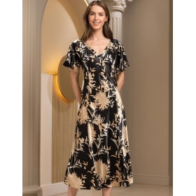 Длинная сорочка с цветами Mia-Amore ELMIRA 4268, Цвет: черный, Размеры: 4XL