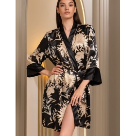 Натуральный шёлковый халат Mia-Amore ELMIRA 4263, Цвет: черный, Размеры: L/XL