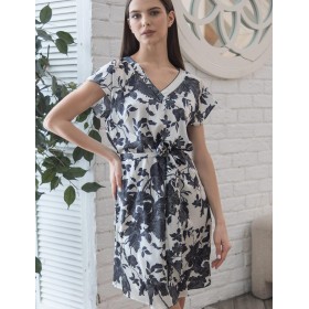 Шёлковая туника с поясом Mia-Amore GLADIS 4114, Цвет: черно-белый, Размеры: L/XL