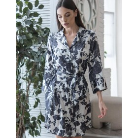 Рубашка-халат из шёлка Mia-Amore GLADIS 4117, Цвет: черно-белый, Размеры: 3XL