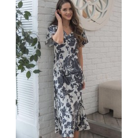 Длинная шёлковая сорочка Mia-Amore GLADIS 4118, Цвет: черно-белый, Размеры: 3XL