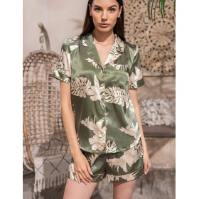 Комплект из натурального шёлка Mia-Amore LORENSA 4244, Цвет: оливковый, Размеры: M