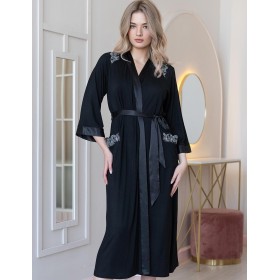 Длинный трикотажный халат Mia-Amore NUAR 6249 черный, Цвет: черный, Размеры: 4XL