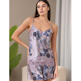 Шёлковая пижама топ и шорты Mia-Amore PRIMROSE 4062, Цвет: мультицвет, Размеры: S