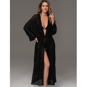 Длинный пляжный халат Mia-Amore SEYCHELLES 5387 черный, Цвет: черный, Размеры: 4XL/5XL