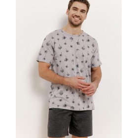 Пижама мужская с шортами Taro 3391 ARCHIE, Цвет: светло-серый/черный, Размеры: L