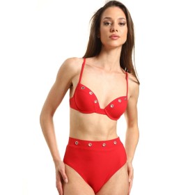 Красный купальник пуш-ап с высокими плавками Jolidon FR106U, Цвет: красный, Размеры: 80B