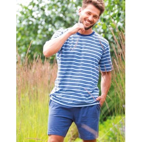 Пижама мужская из хлопка Key MNS 364, Цвет: голубой/темно-синий, Размеры: L