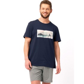 Пижама мужская с шортами Key MNS 606, Цвет: темно-синий/серый, Размеры: M