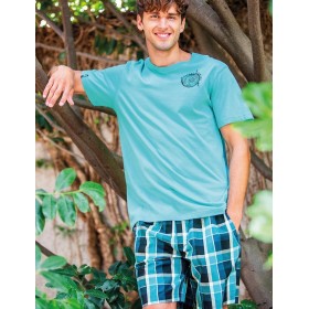 Пижама мужская с шортами Key MNS 630, Цвет: бирюзовый, Размеры: XL