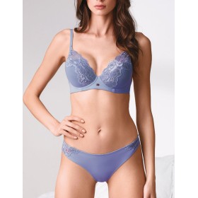 Комплект Lormar SATEN пуш-ап+слипы Sat52059 zucchero, Цвет: zucchero (синий), Размеры: 70B