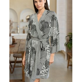 Халат из тканой вискозы Mia-Amore AVELINA 5123, Цвет: черно-белый, Размеры: L/XL