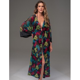 Длинный пляжный халат Mia-Amore CALIPSO 2273, Цвет: черный, Размеры: L/XL