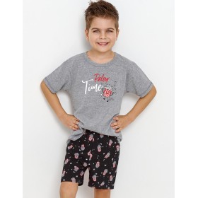 Пижама для мальчиков с шортами Taro 2897/2898/2899 RELAX, Цвет: серый/черный, Размеры: 110