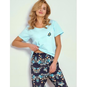 Женская пижама из хлопка Taro 3329/3366 KRISTEN, Цвет: темно-синий/лазурный, Размеры: M