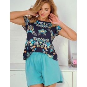 Пижама женская с шортами Taro 3331 JODIE, Цвет: темно-синий/лазурный, Размеры: M