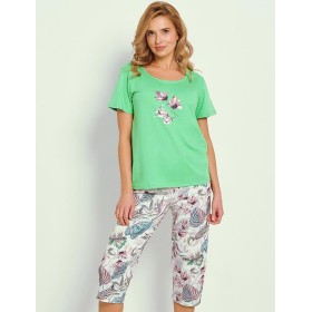 Пижама женская с бриджами Taro 3344/3372/3373 LIA, Цвет: салатовый/мульти, Размеры: 2XL