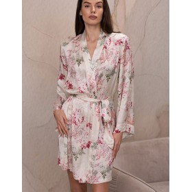Короткий халат из шёлка с вискозой Mia-Amore CHARLOTTE 4513, Цвет: мультицвет, Размеры: 2XL/3XL