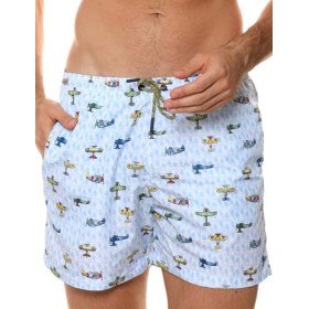 Мужские пляжные шорты Jolidon B645JI BI6 голубой/самолеты, Цвет: голубой/самолеты, Размеры: L