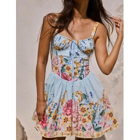 Короткое платье на бретелях Agua Bendita 17058 SPRING BLUSH, Цвет: голубой, Размеры: M