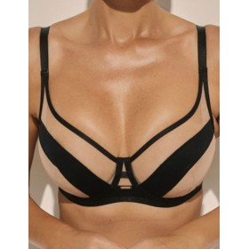 Мягкий бюстгальтер для большого бюста Kinga LOU II 959-SC телесно-черный, Цвет: телесный+черный, Размеры: 65J