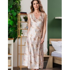 Длинная шёлковая сорочка Mia-Amore SIMFONIA 4614, Цвет: бежевый, Размеры: 3XL