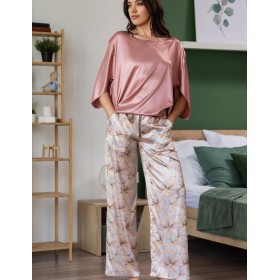 Домашний комплект из шёлка Mia-Amore SIMFONIA 4615, Цвет: бежевый, Размеры: 5XL