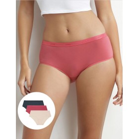 Набор хлопковых трусов Dim LES POCKETS COTON 4H01/3 бежевый/розовый/серый - 3 штуки, Цвет: бежевый/розовый/серы, Размеры: XXS/XS