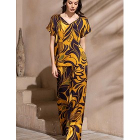 Шелковая пижама с ярким принтом Mia-Amore MARCELA 4545, Цвет: мультицвет, Размеры: S