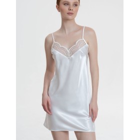 Короткая шелковая сорочка Mia-Amore REGINA 3900 белый, Цвет: белый, Размеры: 3XL