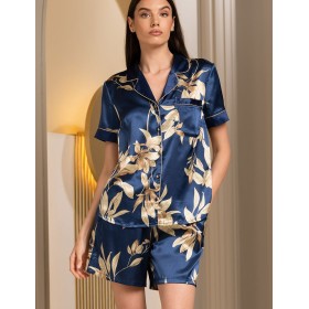 Атласный комплект Mia-Amore TAIS 7494, Цвет: темно-синий, Размеры: S