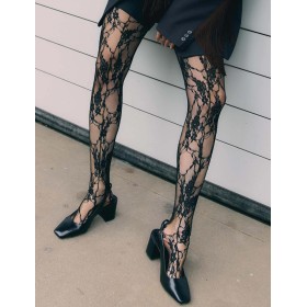 Кружевные колготки с цветочным узором Fiore 5000/I DONATELLA, Цвет: черный, Размеры: 3