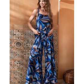 Шёлковый комплект с брюками Mia-Amore SAINT-TROPEZ 4605, Цвет: синий, Размеры: M