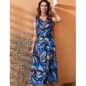 Шёлковый сарафан с запахом Mia-Amore SAINT-TROPEZ 4607, Цвет: синий, Размеры: 3XL