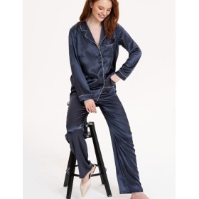 Пижама атласная Mia-Mella JULIA CHARME 8736 черника, Цвет: черника, Размеры: M