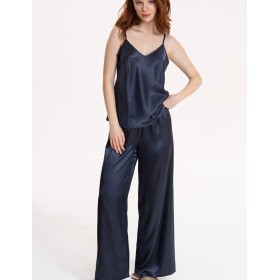 Атласный комплект топ и брюки Mia-Mella JULIA CHARME 8755 черника, Цвет: черника, Размеры: S