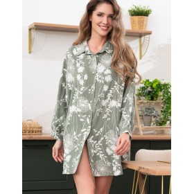 Короткая рубашка из хлопка Mia-Amore MARIBEL 5488, Цвет: оливковый, Размеры: L