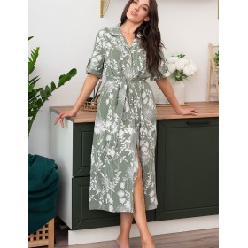 Длинная рубашка-халат Mia-Amore MARIBEL 5489, Цвет: оливковый, Размеры: 4XL