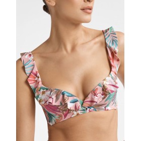 Бюстгальтер купальный с пуш-ап Esotiq BAE 40702 мульти розовый, Цвет: цветы на розовом, Размеры: 75D/80C