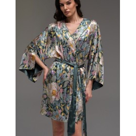 Короткий шёлковый халат Mia-Amore EVANGELINA 4573, Цвет: мультицвет, Размеры: L/XL