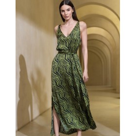 Длинный сарафан из шёлка Mia-Amore IRMA 4154, Цвет: оливковый, Размеры: 2XL