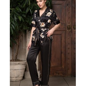 Шёлковая женская пижама Mia-Amore KAMELIA 3336, Цвет: черный, Размеры: S