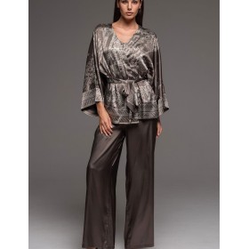 Шёлковый комплект-тройка Mia-Amore AISHA 4315, Цвет: шоколад, Размеры: 5XL