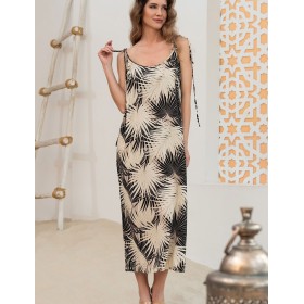 Длинный сарафан Mia-Amore BORA-BORA 5515, Цвет: бежевый+черный, Размеры: L